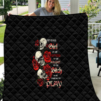 The Good Girl In Me 3 Skulls Rose Vintage Quilt - Wonder Print Shop
