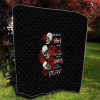 The Good Girl In Me 3 Skulls Rose Vintage Quilt - Wonder Print Shop