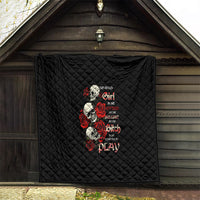 The Good Girl In Me 3 Skulls Rose Vintage Quilt - Wonder Print Shop