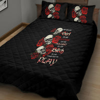 The Good Girl In Me 3 Skulls Rose Vintage Quilt Bed Set - Wonder Print Shop