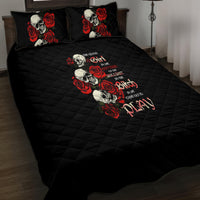 The Good Girl In Me 3 Skulls Rose Vintage Quilt Bed Set - Wonder Print Shop