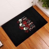 The Good Girl In Me 3 Skulls Rose Vintage Rubber Doormat - Wonder Print Shop