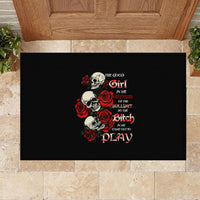 The Good Girl In Me 3 Skulls Rose Vintage Rubber Doormat - Wonder Print Shop
