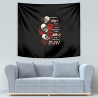 The Good Girl In Me 3 Skulls Rose Vintage Tapestry - Wonder Print Shop