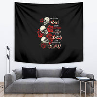 The Good Girl In Me 3 Skulls Rose Vintage Tapestry - Wonder Print Shop