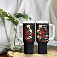 The Good Girl In Me 3 Skulls Rose Vintage Tumbler With Handle - Wonder Print Shop