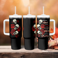 The Good Girl In Me 3 Skulls Rose Vintage Tumbler With Handle - Wonder Print Shop