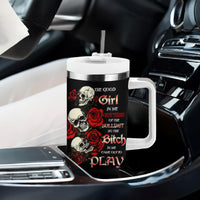 The Good Girl In Me 3 Skulls Rose Vintage Tumbler With Handle - Wonder Print Shop