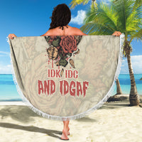 Stuck Between Idk Idc And Idgaf Skull Beach Blanket - Wonder Print Shop