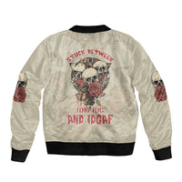 Stuck Between Idk Idc And Idgaf Skull Bomber Jacket - Wonder Print Shop