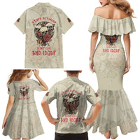 Stuck Between Idk Idc And Idgaf Skull Family Matching Mermaid Dress and Hawaiian Shirt - Wonder Print Shop