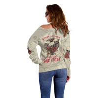 Stuck Between Idk Idc And Idgaf Skull Off Shoulder Sweater - Wonder Print Shop