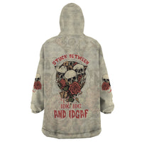 Stuck Between Idk Idc And Idgaf Skull Wearable Blanket Hoodie - Wonder Print Shop