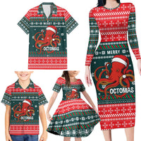 Merry Octomas Christmas Family Matching Long Sleeve Bodycon Dress and Hawaiian Shirt Xmas Holiday Patterns - Wonder Print Shop