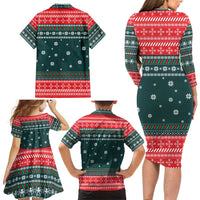 Merry Octomas Christmas Family Matching Long Sleeve Bodycon Dress and Hawaiian Shirt Xmas Holiday Patterns - Wonder Print Shop