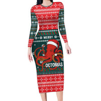 Merry Octomas Christmas Family Matching Long Sleeve Bodycon Dress and Hawaiian Shirt Xmas Holiday Patterns - Wonder Print Shop
