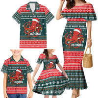 Merry Octomas Christmas Family Matching Mermaid Dress and Hawaiian Shirt Xmas Holiday Patterns - Wonder Print Shop
