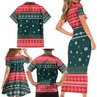 Merry Octomas Christmas Family Matching Short Sleeve Bodycon Dress and Hawaiian Shirt Xmas Holiday Patterns - Wonder Print Shop
