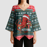 Merry Octomas Christmas Kimono Sleeve Blouse Xmas Holiday Patterns - Wonder Print Shop