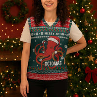 Merry Octomas Christmas Knitted V-Neck Vest Xmas Holiday Patterns - Wonder Print Shop