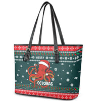 Merry Octomas Christmas Leather Tote Bag Xmas Holiday Patterns - Wonder Print Shop