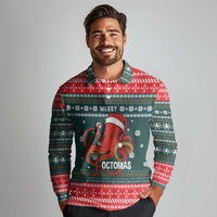 Merry Octomas Christmas Long Sleeve Polo Shirt Xmas Holiday Patterns - Wonder Print Shop