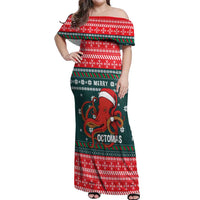 Merry Octomas Christmas Off Shoulder Maxi Dress Xmas Holiday Patterns - Wonder Print Shop