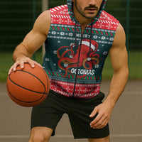 Merry Octomas Christmas Sleeveless Zip Hoodie Xmas Holiday Patterns - Wonder Print Shop