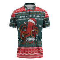 Merry Octomas Christmas Zipper Polo Shirt Xmas Holiday Patterns - Wonder Print Shop