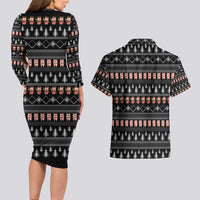 Merry Pigmas Christmas Couples Matching Long Sleeve Bodycon Dress and Hawaiian Shirt Xmas Holiday Patterns - Wonder Print Shop