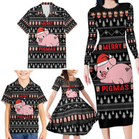 Merry Pigmas Christmas Family Matching Long Sleeve Bodycon Dress and Hawaiian Shirt Xmas Holiday Patterns - Wonder Print Shop