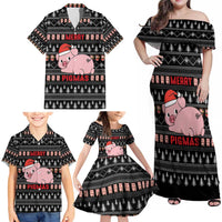 Merry Pigmas Christmas Family Matching Off Shoulder Maxi Dress and Hawaiian Shirt Xmas Holiday Patterns - Wonder Print Shop