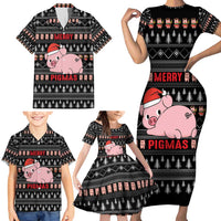 Merry Pigmas Christmas Family Matching Short Sleeve Bodycon Dress and Hawaiian Shirt Xmas Holiday Patterns - Wonder Print Shop