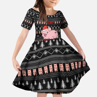 Merry Pigmas Christmas Kid Short Sleeve Dress Xmas Holiday Patterns - Wonder Print Shop