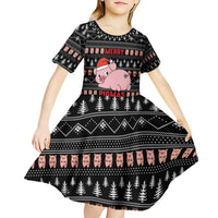 Merry Pigmas Christmas Kid Short Sleeve Dress Xmas Holiday Patterns - Wonder Print Shop