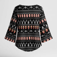 Merry Pigmas Christmas Kimono Sleeve Blouse Xmas Holiday Patterns - Wonder Print Shop