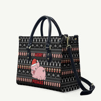Merry Pigmas Christmas Leather Bag Xmas Holiday Patterns - Wonder Print Shop