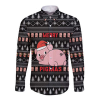 Merry Pigmas Christmas Long Sleeve Button Shirt Xmas Holiday Patterns - Wonder Print Shop