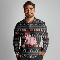 Merry Pigmas Christmas Long Sleeve Polo Shirt Xmas Holiday Patterns - Wonder Print Shop