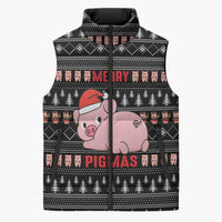 Merry Pigmas Christmas Sleeveless Puffer Jacket Xmas Holiday Patterns - Wonder Print Shop
