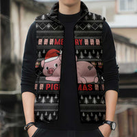 Merry Pigmas Christmas Sleeveless Puffer Jacket Xmas Holiday Patterns - Wonder Print Shop