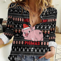 Merry Pigmas Christmas Women Casual Shirt Xmas Holiday Patterns - Wonder Print Shop