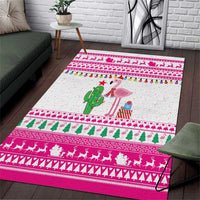 Pink Flamingo Christmas Area Rug Xmas Holiday Patterns - Wonder Print Shop