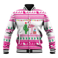 Pink Flamingo Christmas Baseball Jacket Xmas Holiday Patterns - Wonder Print Shop