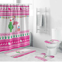 Pink Flamingo Christmas Bathroom Set Xmas Holiday Patterns - Wonder Print Shop