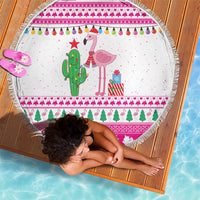 Pink Flamingo Christmas Beach Blanket Xmas Holiday Patterns - Wonder Print Shop