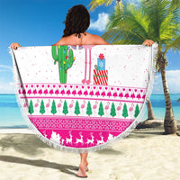 Pink Flamingo Christmas Beach Blanket Xmas Holiday Patterns - Wonder Print Shop