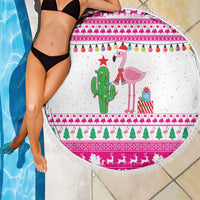 Pink Flamingo Christmas Beach Blanket Xmas Holiday Patterns - Wonder Print Shop