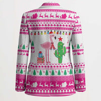 Pink Flamingo Christmas Blazer Xmas Holiday Patterns - Wonder Print Shop