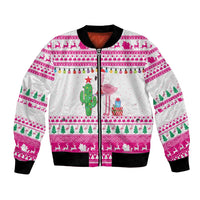 Pink Flamingo Christmas Bomber Jacket Xmas Holiday Patterns - Wonder Print Shop